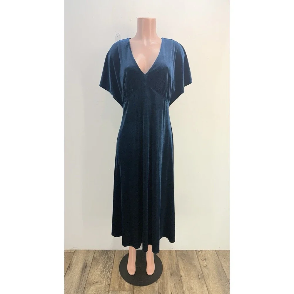 Taylor Womens Dress Blue Velvet Evening Flare Size 14 - Picture 5 of 15